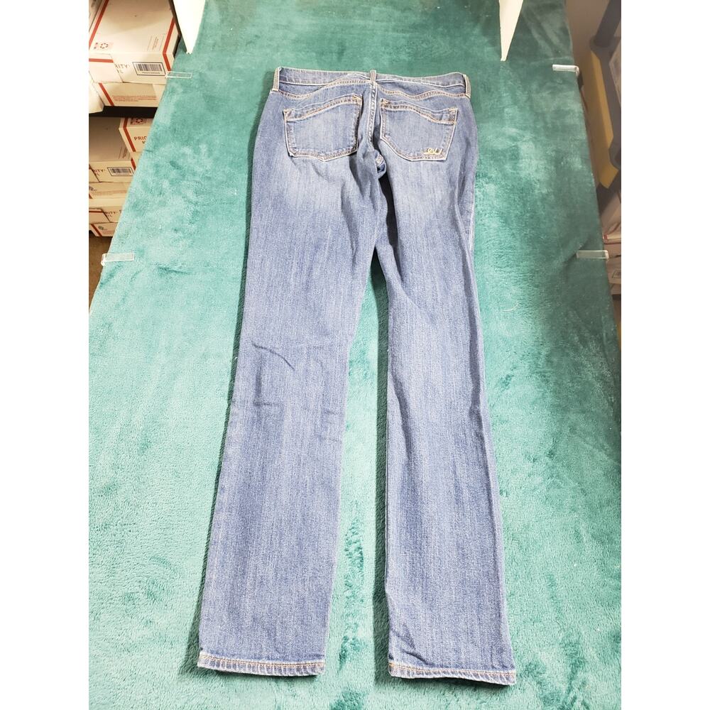 Express Jeans Size 0 Women Blue Denim Stretch Pants Distressed Mid Rise Skinny - Picture 11 of 13